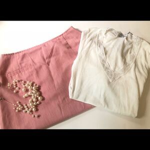 🆕 [Leon Levin] Red and White Stripe Cotton Skirt Sz: 2